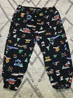 Old Navy Black Holiday Village Print Pajama Bottoms